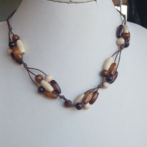 Paparazzi Natural Brown and Cream Beaded Necklace